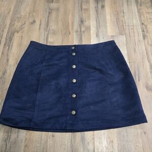 Old Navy Y2K Style Navy Blue Faux Suede A-Line  Mini Skirt Size 14